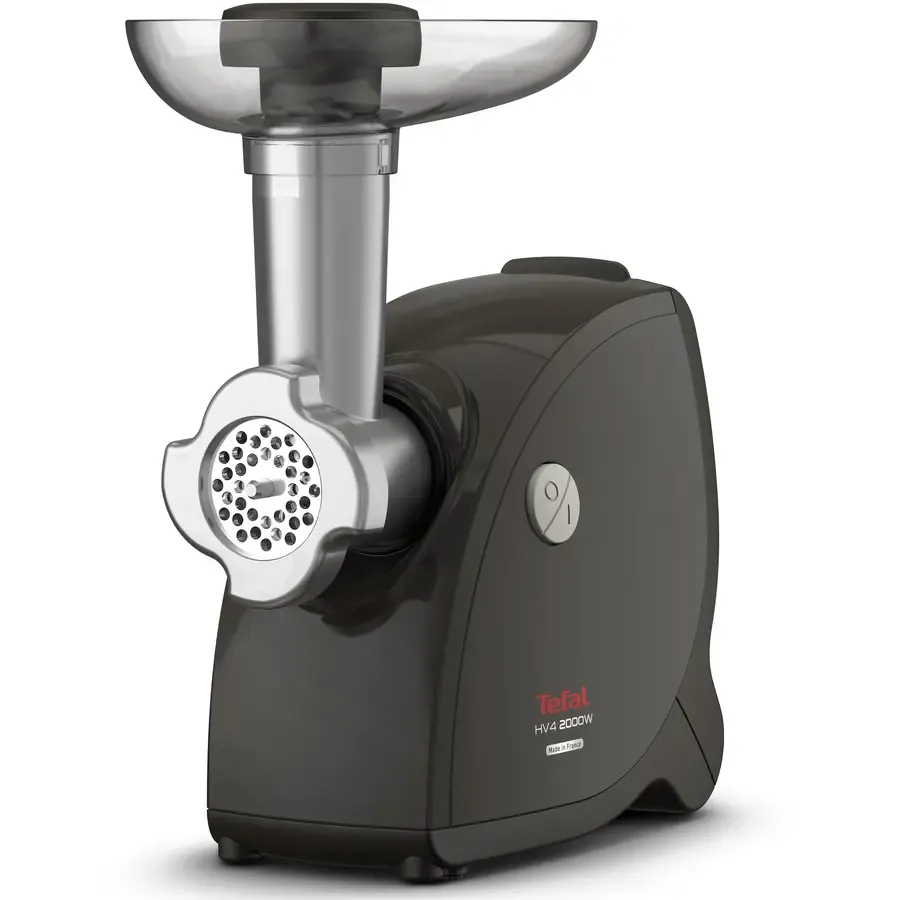 Mașina de Tocat Tefal HV4 NE477838 Capacitate 2.3Kg/Min 3 Site Inox 3 Conuri pentru Razuit Accesoriu Cârnați / Suc de Roșii / Kebbe 2000W Negru — imaginea 2