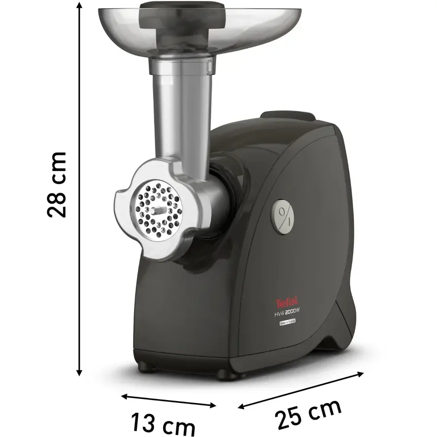 Mașina de Tocat Tefal HV4 NE477838 Capacitate 2.3Kg/Min 3 Site Inox 3 Conuri pentru Razuit Accesoriu Cârnați / Suc de Roșii / Kebbe 2000W Negru — imaginea 6