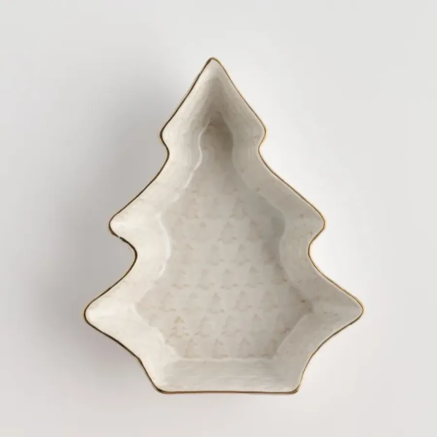 Bol in Formă de Brad de Crăciun home&you 10516430101 Trisos din Ceramică 20cm Bej Deschis