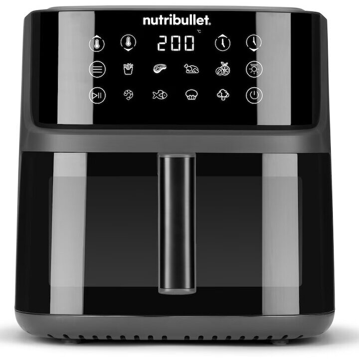 Friteuza cu aer cald Nutribullet CrispLite Vision NBA0811DG, sertar și grill ceramic, 2000 W, 8L, 8 programe automate, display digital, fereastra vizualizare, gatire fără ulei, gri închis — imaginea 2