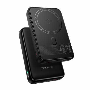 Baterie Externa Borofone Wireless BJ82A Dawn 10000mAh 22.5W QC + PD + FQI 1 x QI - 1 x USB-A - 1 x USB-C Negru