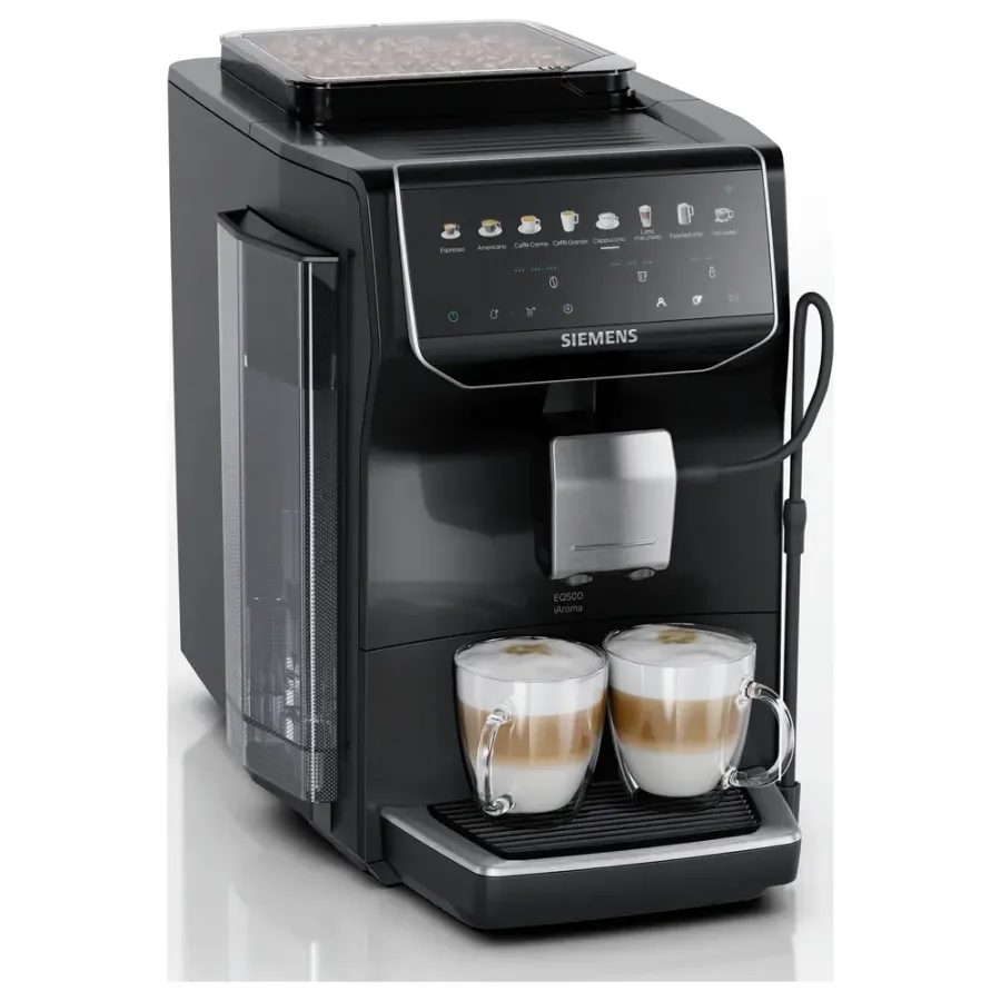 Espressor Automat Siemens EQ500 iAroma TP553E07 Rezervor Apa 1.8L Recipient Cafea 300G Presiune 15 Bari Compatibil Home Connect 1500W Negru