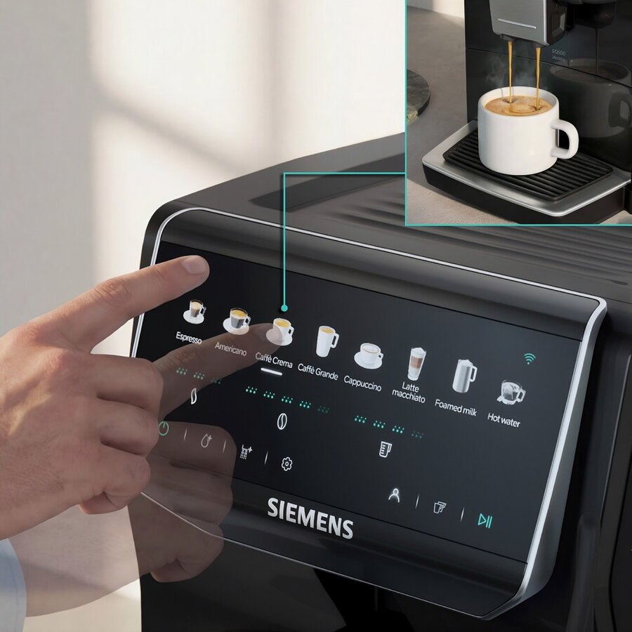 Espressor Automat Siemens EQ500 iAroma TP553E07 Rezervor Apa 1.8L Recipient Cafea 300G Presiune 15 Bari Compatibil Home Connect 1500W Negru — imaginea 5