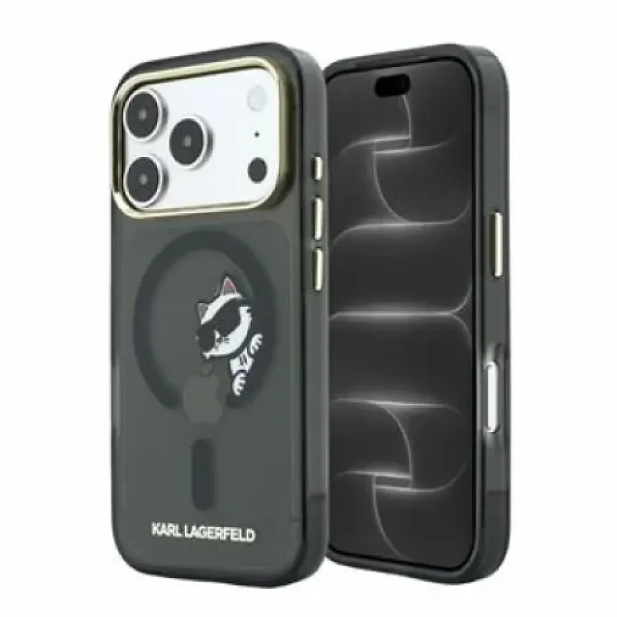 Husa Karl Lagerfeld IML Choupette Peekaboo Magsafe pentru iPhone 18 Pro Negru