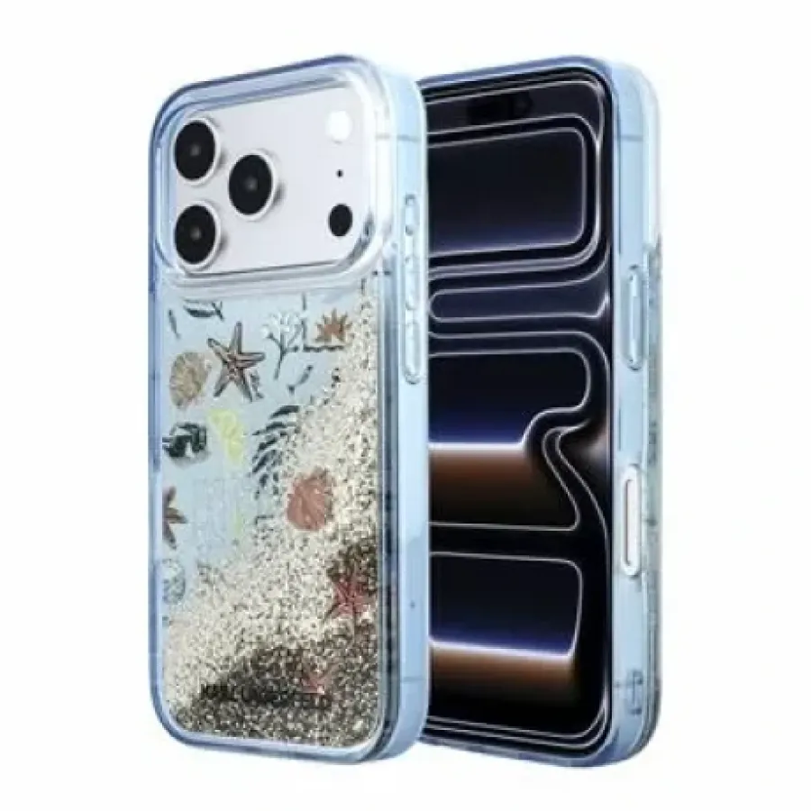 Husa Karl Lagerfeld Liquid Glitter Beach iPhone 18 Pro Max Albastru