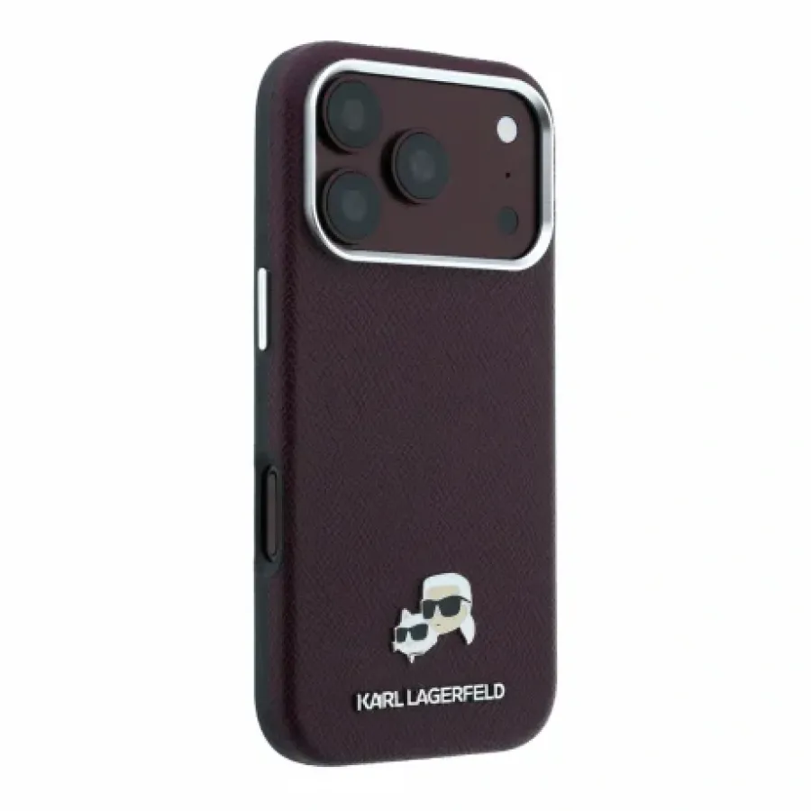 Husa Karl Lagerfeld PU Grained Semi Wrap K&CH Heads Magsafe iPhone 18 Pro Max Vișiniu