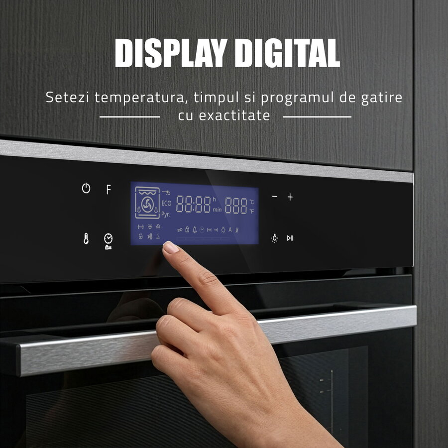 Pachet Samus ONL60 Cuptor Incorporabil SC632GDT13 74L 13 Funcții + Plita Incorporabila pe Gaz PSG-64SG2 4 Arzatoare Negru/Inox — imaginea 6