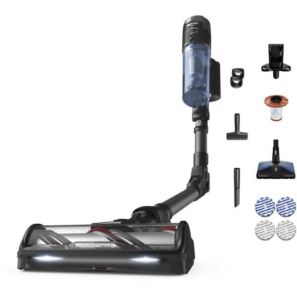Aspirator Vertical Rowenta X-Force Flex 12.60 NEO RH9LC1WO fără Fir cu Mop 380W 25.9V Autonomie 60min 0.65L Tub Flexibil Albastru/Negru