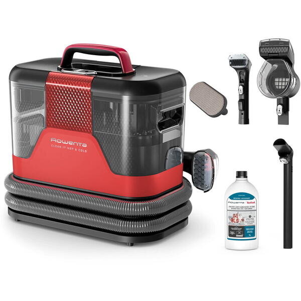 Aspirator cu Spălare Rowenta Clean IT Hot & Cold IN7020F0 1150W Putere Aspirare 13kPa Tehnologie PowerHeat de Încălzire a Apei 2.3L Roșu / Gri