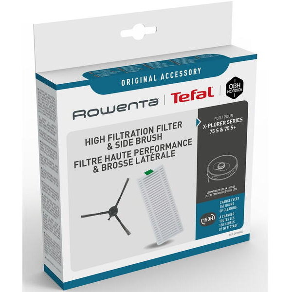 Kit Filtru de Înaltă Performanță și Perii Laterale Rowenta ZR185002 pentru Aspirator Robot X-Plorer S75 & S75+ RR85xx