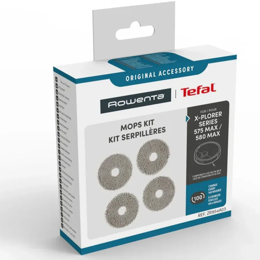 Kit 4 Mopuri Rowenta ZR954A03 din Microfibra Compatibil cu Roboții de Aspirare X-Plorer S575 Max / S580 Max Seriile RR95xxx — imaginea 2