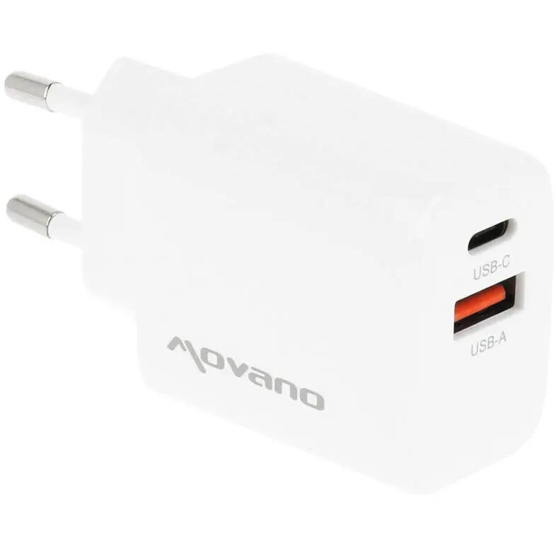 Incarcator Movano GaN 20W USB-C PD + USB-A White