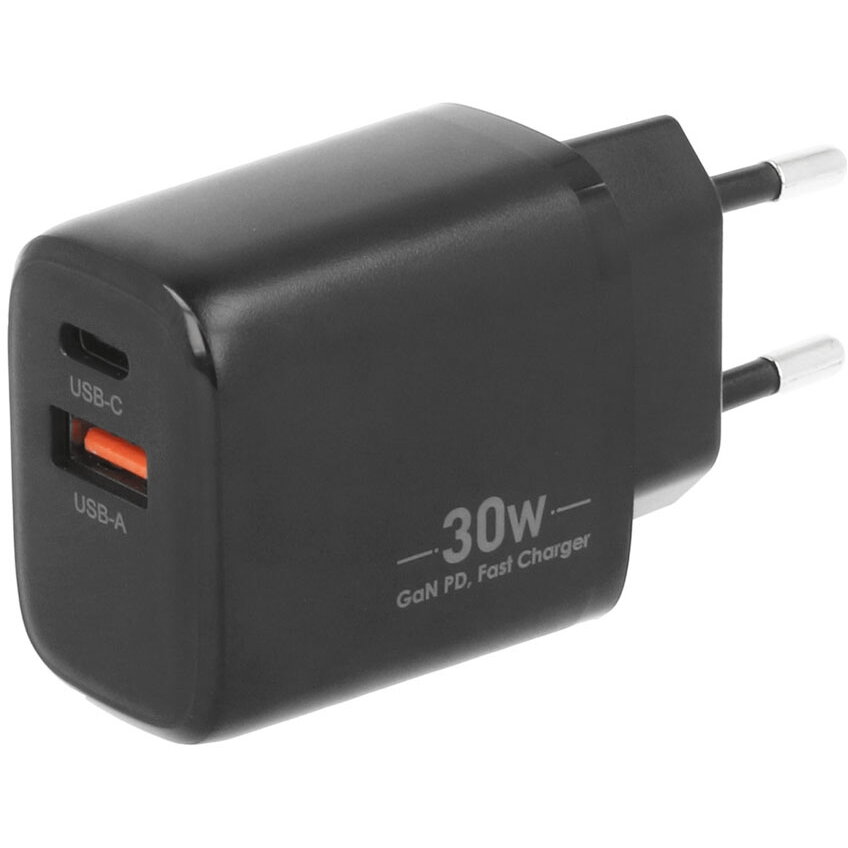 Incarcator Movano GaN 30W USB-C PD + USB-A Black