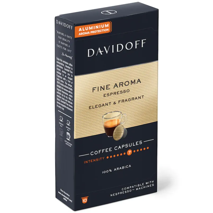 Capsule Cafea Davidoff Cafe Fine Aroma Espresso Compatibile Nespresso 10 Bucăți 55g