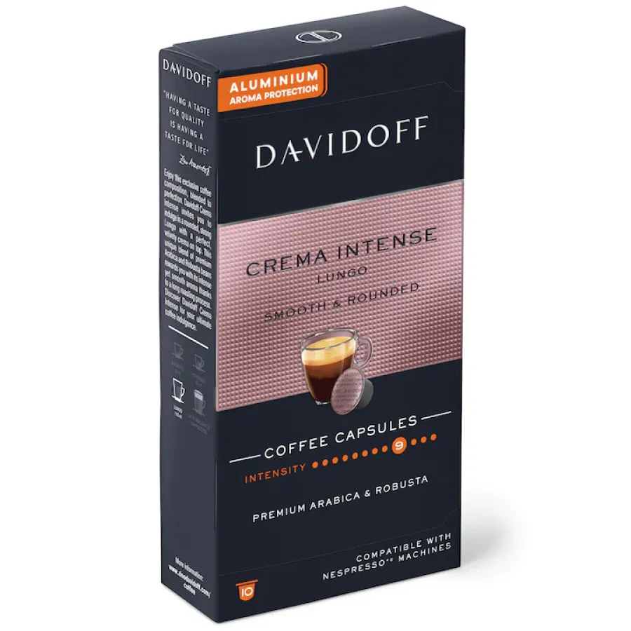 Capsule Cafea Davidoff Cafe Crema Intense Lungo Compatibile Nespresso 10 Bucăți 55g