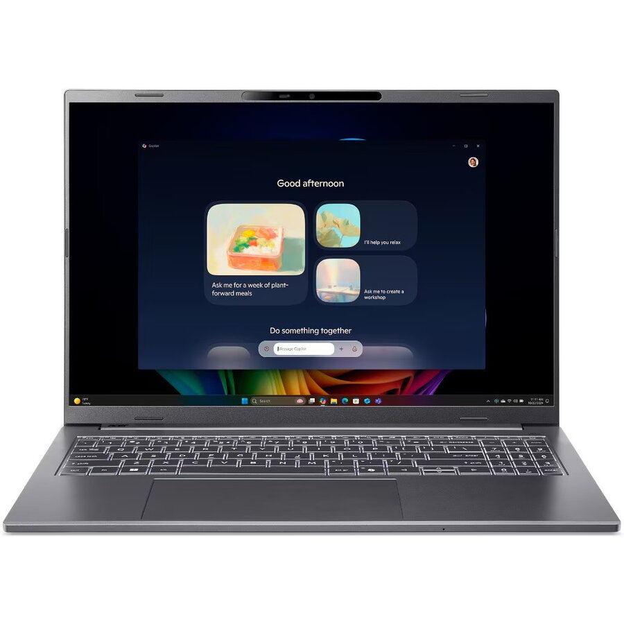 Laptop Acer Aspire 16 AI OLED A16-61M-R147 cu procesor AMD Ryzen™ AI 7 345 până la 4.6GHz, 16'', WUXGA+, OLED, 120Hz, 32GB LPDDR5X RAM, 1TB SSD, AMD Radeon™ 840M, Windows 11 Home, Steel Gray — imaginea 2