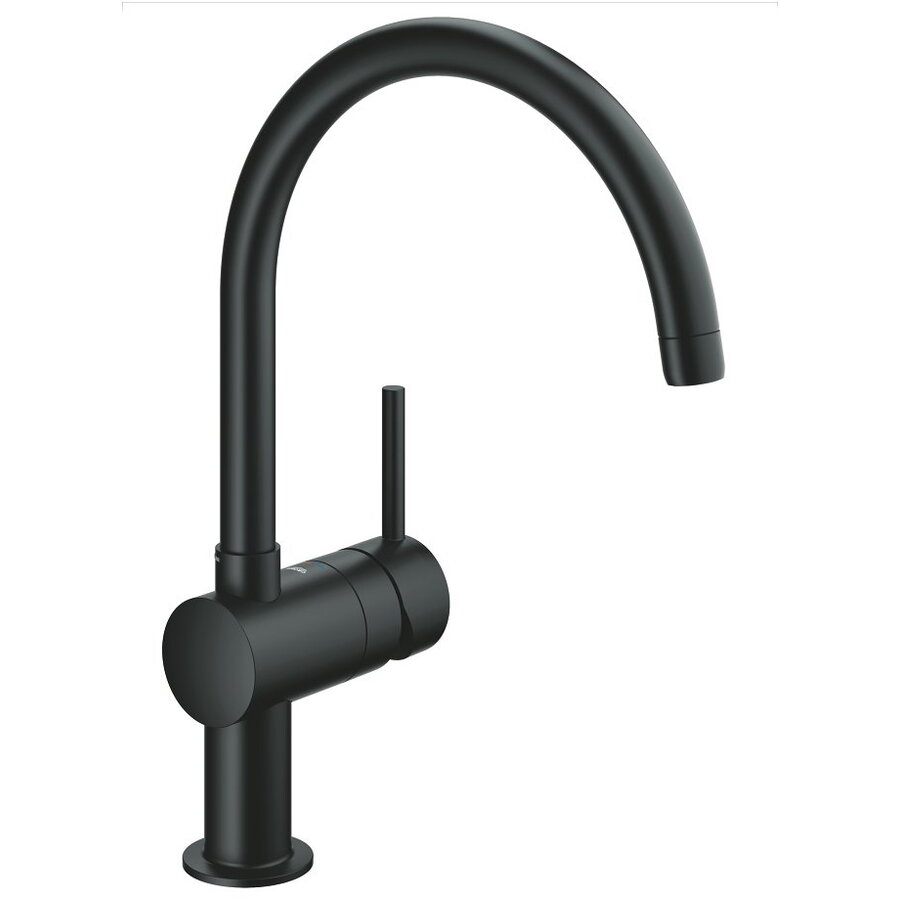 Baterie Bucătărie Grohe Chrome Minta 3/8inch Monocomandă Pipa Înaltă Tip C Cartuș Ceramic Pivotantă Negru