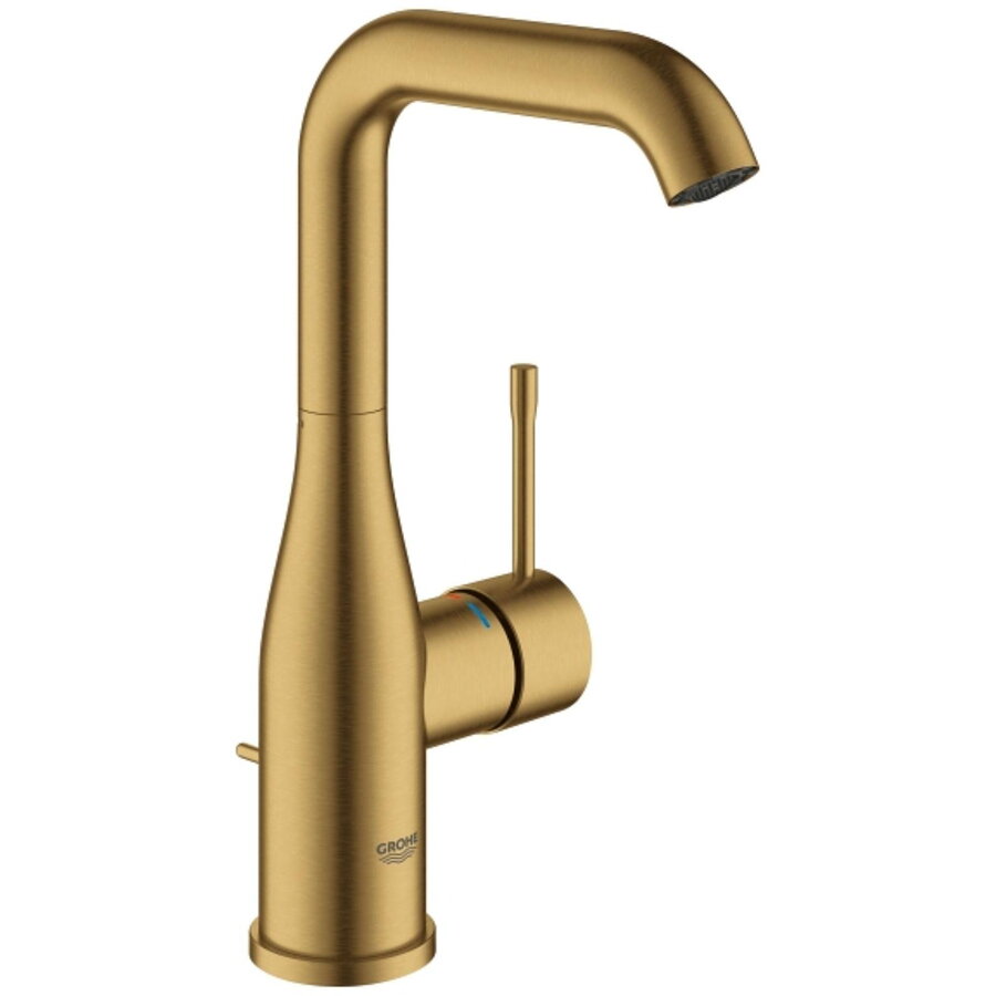 Baterie Lavoar Grohe Essence 3/8inch Monocomandă Mărimea L Cartuș Ceramic Pivotantă Evacuare cu Tija Auriu Mat