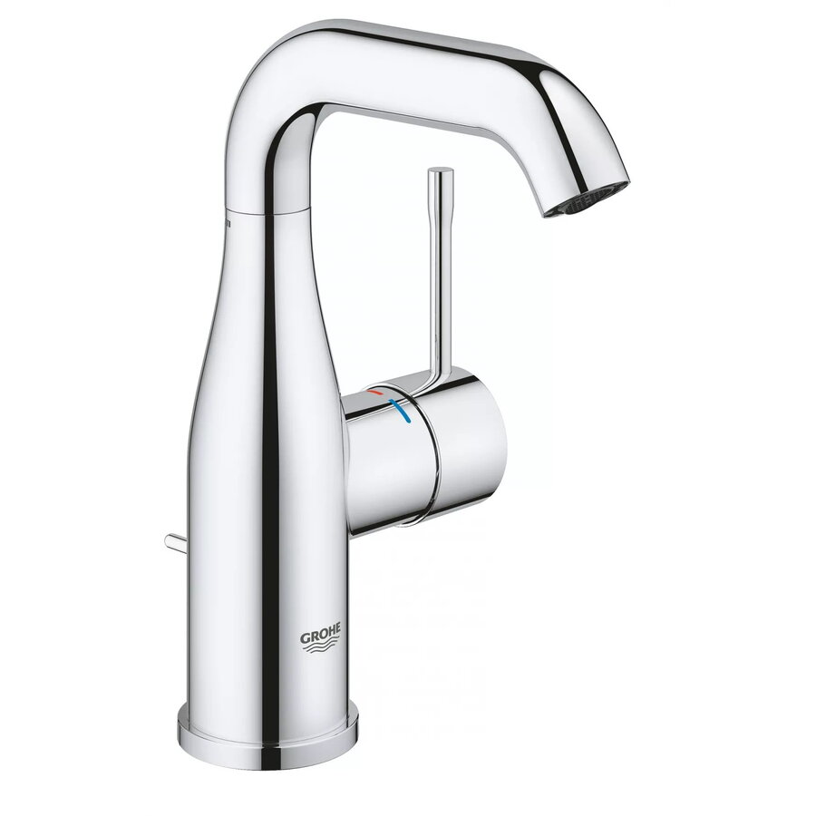Baterie Lavoar Grohe Essence Mărimea M Monocomandă Pivotantă Set Evacuare cu Tija Crom