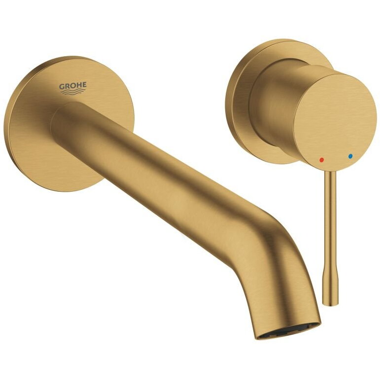 Baterie Lavoar Grohe Essence Montaj pe Perete Mărimea L Cartuș Ceramic Levier Metalic Montaj pe 2 Găuri Necesită Corp Instalare Auriu Mat