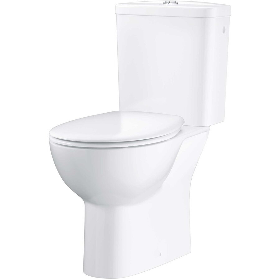 Set Vas WC Grohe Bau Ceramic Montare pe Podea Evacuare Orizontală Alimentare Laterală Alb