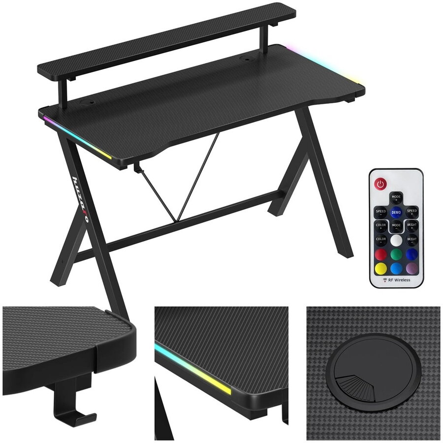 Birou Gaming Huzaro Hero 1.9 RGB Negru — imaginea 2