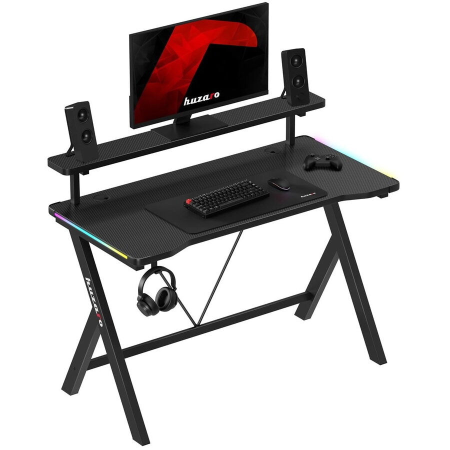 Birou Gaming Huzaro Hero 1.9 RGB Negru — imaginea 3