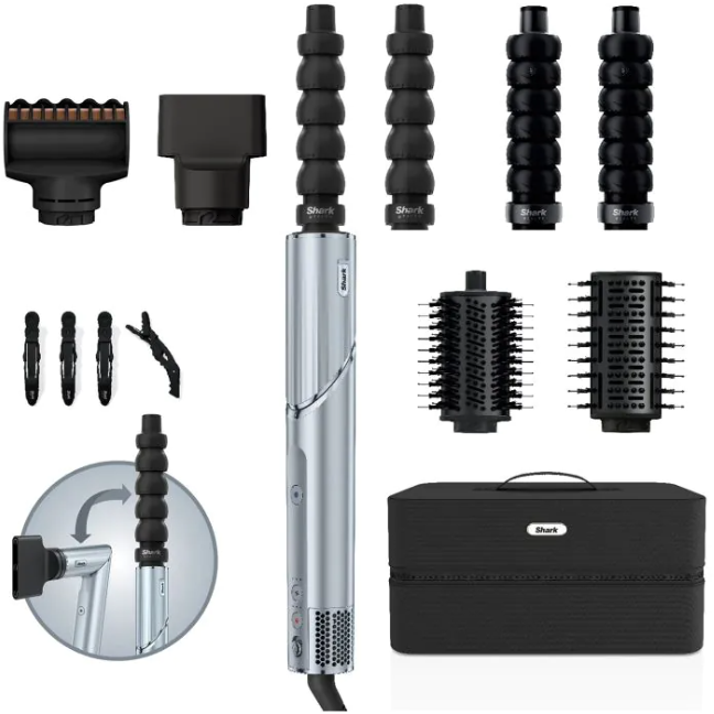 Uscător de Par și Aparat de Coafat Shark FlexStyle 6-in-1 cu Accesorii 3 Setări Viteza 1650W Albastru Glaciar
