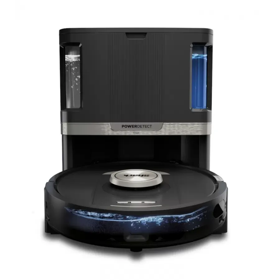 Robot de Aspirare Shark PowerDetect NeverTouch Pro 2-in-1 Statie Automata Navigație LiDAR Autonomie 110 Minute Control Aplicație Mobila Negru