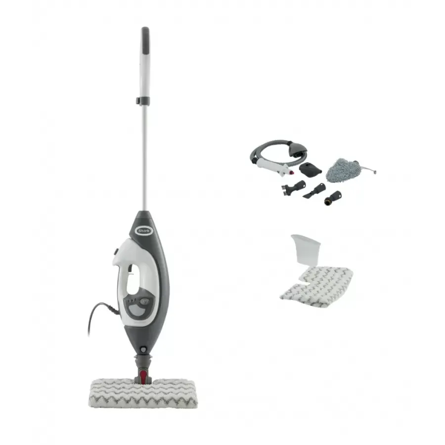 Aparat de Curățat cu Abur Shark S6005EU 2-in-1 pentru Podele și Suprafețe Rezervor Apa 0.5L Putere 1050W Alb/Gri