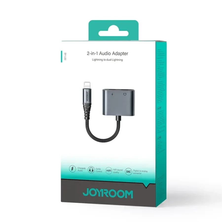 Adaptor 2in1 Joyroom SY-L02 Lightning (Male) la 2x Lightning (Female) Gri — imaginea 5