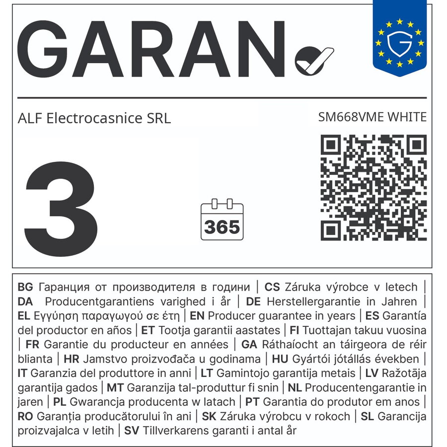 Aragaz Full Electric Samus SM668VME Plita Vitroceramică cu 4 Zone de Gătit Cuptor 59L cu 7 Funcții Grill Ventilator Lumina Interioară Clasa A Inox/Argintiu — imaginea 6