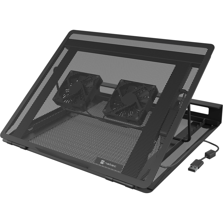 Stand Cooler pentru Laptop Natec TERN 2 PLUS Maxim 17.3Inch Înălțime Reglabilă 2 Ventilatoare 80MM Negru — imaginea 3