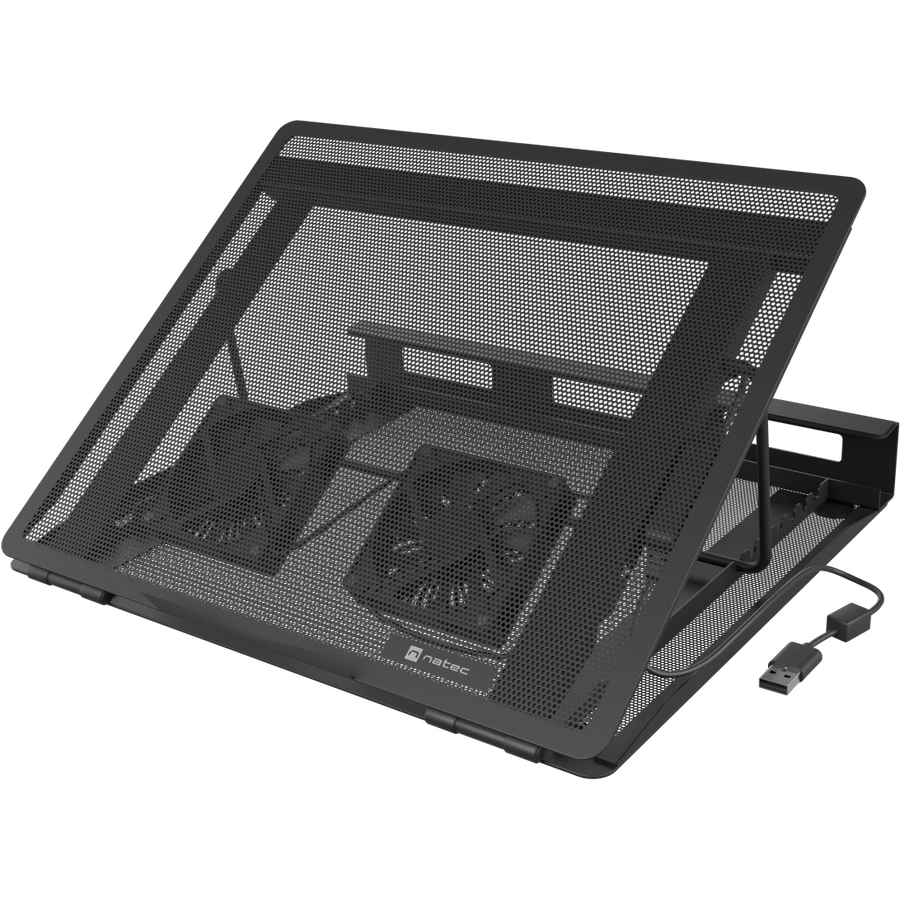 Stand Cooler pentru Laptop Natec TERN 2 PLUS Maxim 17.3Inch Înălțime Reglabilă 2 Ventilatoare 80MM Negru — imaginea 4