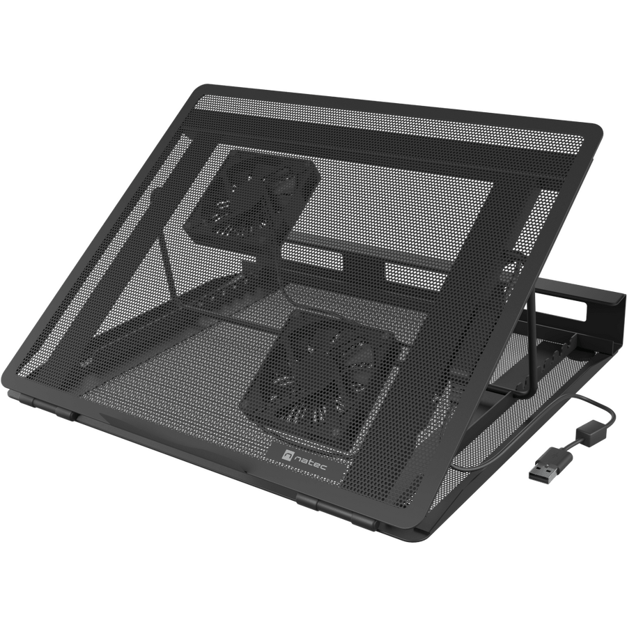 Stand Cooler pentru Laptop Natec TERN 2 PLUS Maxim 17.3Inch Înălțime Reglabilă 2 Ventilatoare 80MM Negru — imaginea 5