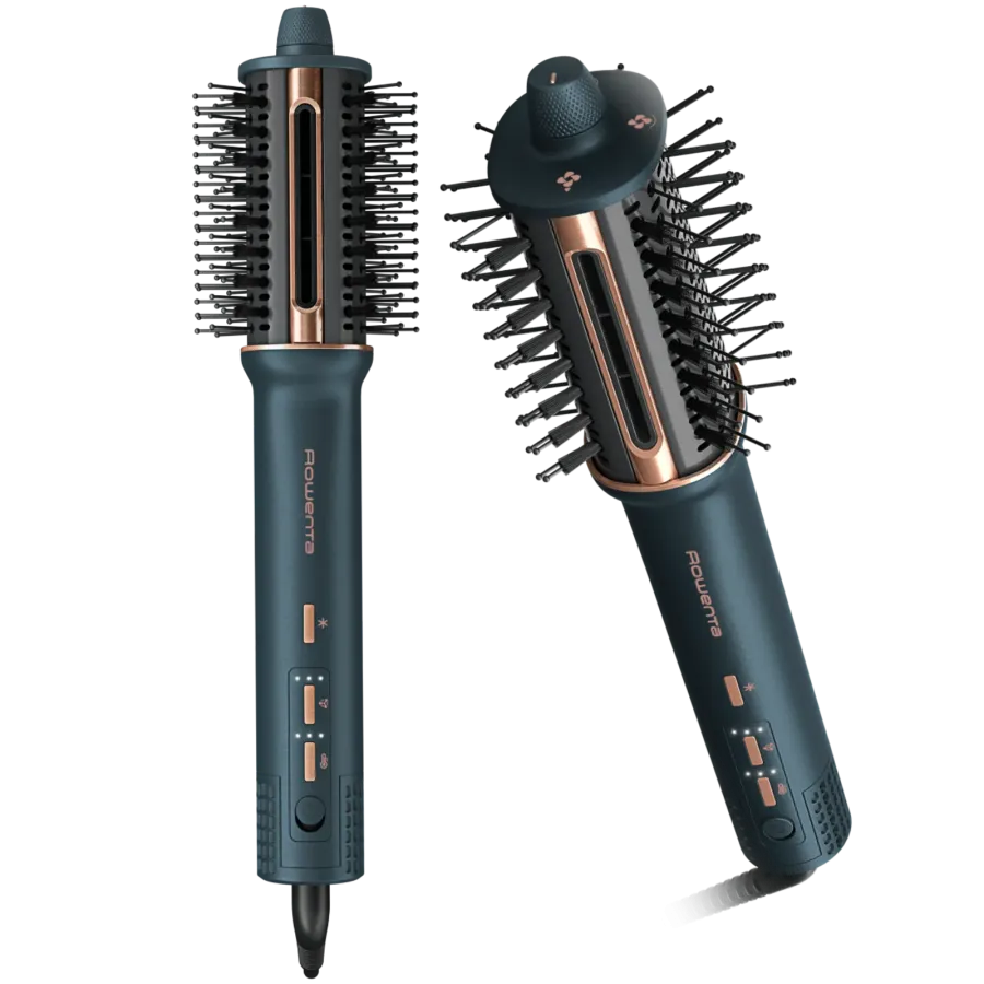 Perie de Par Rowenta Cu Aer Cald 3in1 Air Brush 3D UB9720E0 1100W 3 Trepte de Viteza Temperatura Generator de Ioni Jet de Aer Rece Vârf Rece Verde & Bronz