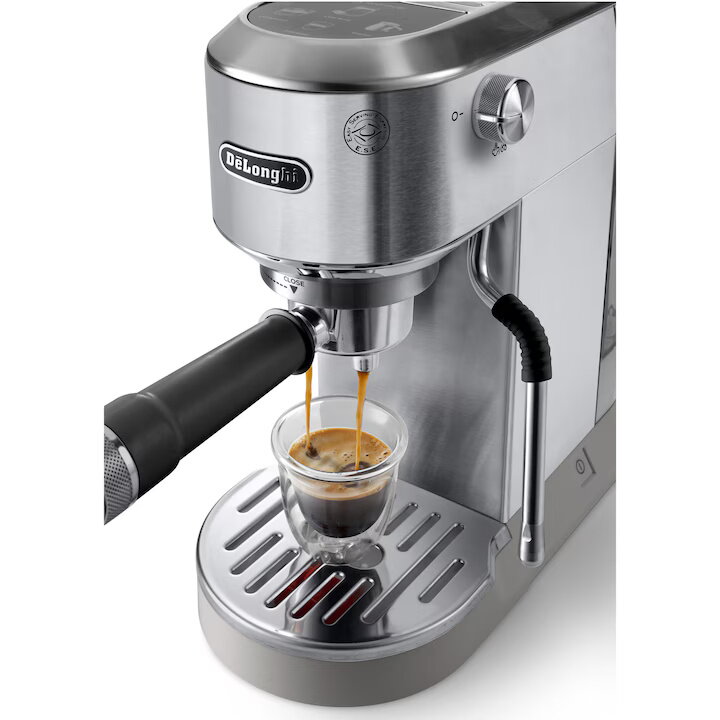 Espressor Manual Delonghi Dedica Duo EC890.M 4 Băuturi Tehnologie Pentru Extracție la Rece Spumare Manuală cu Sistemul Auto LatteArt 1450W 15Bar Argintiu