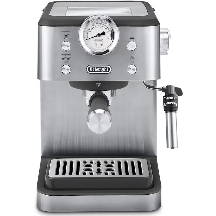 Espressor Delonghi EM450.M Classic 1325W 1.7L Presiune 15 Bar Sistem Manual Spumare 2 Tipuri Băuturi Argintiu