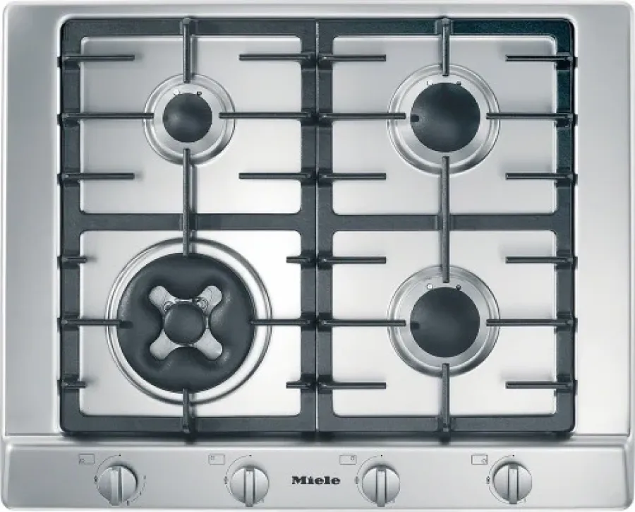 Plita Incorporabila Miele KM 2014 Gaz 4 Zone Gătit Arzător Wok 65cm Inox